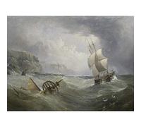 Artery8 Redmore Shipping Off The Coast In Stormy Sea Painting Large Wall Art Poster Print Thick Paper 18X24 Inch