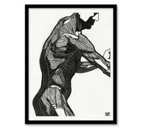 Artery8 Reijer Stolk Anatomical Study Of a Mans Lateral Muscles Framed Art in White | Size: A3 Artery8 White A3