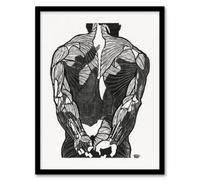Artery8 Reijer Stolk Anatomical Study Of Mans Back Muscles Framed Art Print in White | Size: A3 Artery8 White A3