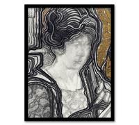 Artery8 Reijer Stolk Woman Playing Cello Stylised Portrait Framed Art Print in Grey | Size: A3 Artery8 Grey A3