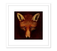 Artery8 Reinagle Renard Fox Book illustration Recreation Painting 8X8 Inch Square Wooden Framed Wall Art Print Picture with Mount in White Artery8 White