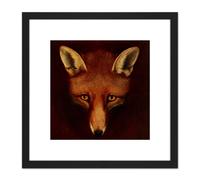 Artery8 Reinagle Renard Fox Book illustration Recreation Painting 8X8 Inch Square Wooden Framed Wall Art Print Picture with Mount in Black Artery8 Black