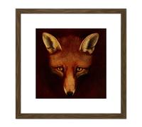 Artery8 Reinagle Renard Fox Book illustration Recreation Painting 8X8 Inch Square Wooden Framed Wall Art Print Picture with Mount in Brown Artery8 Brown
