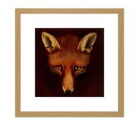 Artery8 Reinagle Renard Fox Book illustration Recreation Painting 8X8 Inch Square Wooden Framed Wall Art Print Picture with Mount in Light Oak Artery8 Light Oak