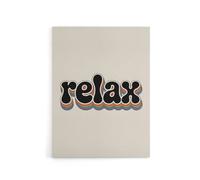 Artery8 Relax Colourful Retro Rainbow Font Typography Canvas Wall Art Print in Beige | Size: W12" x H16" Artery8 Beige W12" x H16"