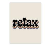 Artery8 Relax Colourful Retro Rainbow Font Typography Wall Art Print in Beige | Size: W18" x H24" Artery8 Beige W18" x H24"