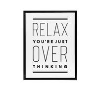 Artery8 Relax You Are Just Overthinking Modern Simple Framed Canvas Art Print in White | Size: W24" x H32" Artery8 White W24" x H32"