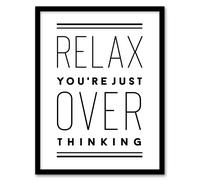 Artery8 Relax You Are Just Overthinking Modern Simple Framed Wall Art Print in White | Size: W12" x H16" Artery8 White W12" x H16"