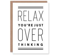 Artery8 Relax You Are Just Overthinking Modern Simple Greeting Card in White Artery8 White