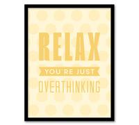 Artery8 Relax You Are Just Overthinking Pastel Polka Dot Framed Wall Art Print in Yellow | Size: A4 Artery8 Yellow A4