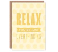 Artery8 Relax You Are Just Overthinking Pastel Polka Dot Personalised Card