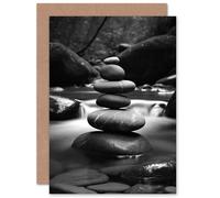 Artery8 Relax Zen Peace Stone Stack for Him or Her Man Woman Birthday Thank You Get Well Soon Blank Art Greeting Card