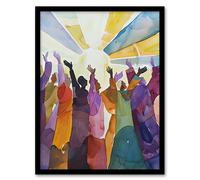 Artery8 Religious Choir Praise Stained Glass Watercolour Living Room Artwork Framed Wall Art Print A4