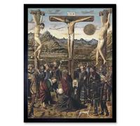 Wee Blue Coo Painting Religious Jesus Crucifixion Anónimo Valenciano Christian Classical Art Print Framed Poster Decor 12X16 Inch