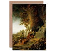 Artery8 Rembrandt Christ And St Mary Magdalen At The Tomb Fine Art Greeting Card Plus Envelope Blank Inside