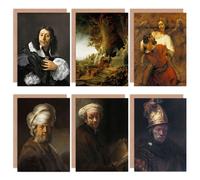 Artery8 Rembrandt Golden Helmet Apostle Angel Mary Magdalene Drawing Fine Art Greeting Card Pack of 6 in Brown Artery8 Brown