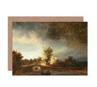 Artery8 Rembrandt Landscape with a Stone Bridge Fine Art Greeting Card Plus Envelope Blank Inside