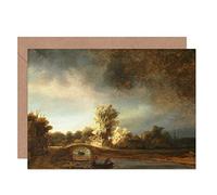 Artery8 Rembrandt Landscape with a Stone Bridge Fine Art Greeting Card Plus Envelope Blank Inside