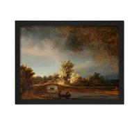 Artery8 Rembrandt Landscape With A Stone Bridge Landscape Artwork Framed Wall Art Print 18X24 Inch