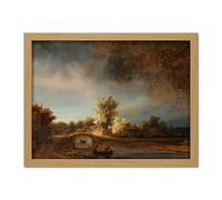 Artery8 Rembrandt Landscape With A Stone Bridge Landscape Artwork Framed Wall Art Print 18X24 Inch