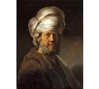 Artery8 Rembrandt Man In Oriental Clothing Painting Art Print Canvas Premium Wall Decor Poster Mural