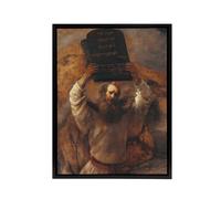 Artery8 Rembrandt Moses With The Ten Commandments Framed Canvas Wall Art Print in Brown | Size: W18" x H24" Artery8 Brown W18" x H24"