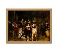 Artery8 Rembrandt Night Watch Scene The Shooting Company Artwork Framed Wall Art Print 18X24 Inch