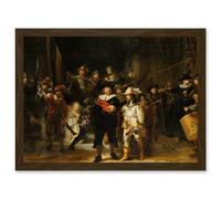 Artery8 Rembrandt Night Watch Scene The Shooting Company Artwork Framed Wall Art Print A4 in Brown Artery8 Brown