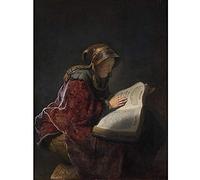 Artery8 Rembrandt Old Woman Reading Portrait Art Print Canvas Premium Wall Decor Poster Mural