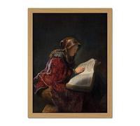 Artery8 Rembrandt Old Woman Reading Portrait Artwork Framed Wall Art Print 18X24 Inch