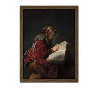 Artery8 Rembrandt Old Woman Reading Portrait Artwork Framed Wall Art Print 18X24 Inch
