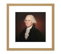 Artery8 Rembrandt Peale George Washington 8X8 Inch Square Wooden Framed Wall Art Print Picture with Mount in Light Oak Artery8 Light Oak