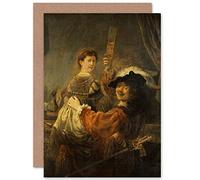 Artery8 Rembrandt & Saskia Scene Of The Prodigal Son Fine Art Greeting Card Plus Envelope Blank Inside