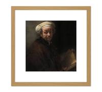 Artery8 Rembrandt Self Portrait Apostle Paul Life Drawing 8X8 Inch Square Wooden Framed Wall Art Print Picture with Mount in Light Oak Artery8 Light Oak