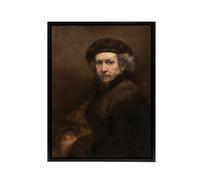 Artery8 Rembrandt Self Portrait Framed Canvas Wall Art Print in Grey | Size: W24" x H32" Artery8 Grey W24" x H32"