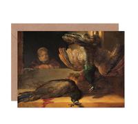 Artery8 Rembrandt Still Life With Peacocks Painting Fine Art Greeting Card Plus Envelope Blank Inside