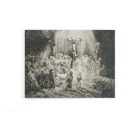 Artery8 Rembrandt The Three Crosses Canvas Wall Art Print in Grey | Size: W12" x H16" Artery8 Grey W12" x H16"