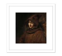 Artery8 Rembrandt Titus Van Rijn In Monks Habit Portrait 8X8 Inch Square Wooden Framed Wall Art Print Picture with Mount in White Artery8 White