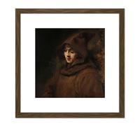 Artery8 Rembrandt Titus Van Rijn In Monks Habit Portrait 8X8 Inch Square Wooden Framed Wall Art Print Picture with Mount in Brown Artery8 Brown