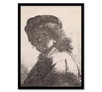 Artery8 Rembrandt van Rijn Self Portrait in a Cap & Scarf Framed Art Print in White | Size: A4 Artery8 White A4