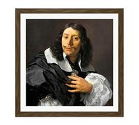 Artery8 Rembrandt Van Rijn Selfportrait Life Drawing Square Wooden Framed Wall Art Print Picture 16X16 Inch