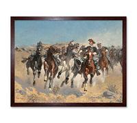Artery8 Remington Dismounted Fourth Troopers Horses 1890 Painting Art Print Framed Poster Wall Decor 12x16 inch