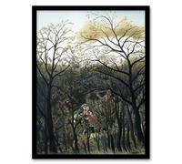 Artery8 Rendezvous in the Forest Rousseau Vintage Framed Wall Art Print in Green | Size: A4 Artery8 Green A4
