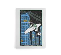 Artery8 Rendezvous on 968th Floor of a Skyscraper Jung Canvas Wall Art Print in Blue | Size: W24" x H32" Artery8 Blue W24" x H32"