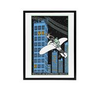 Artery8 Rendezvous on 968th Floor of a Skyscraper Jung Framed Canvas Wall Art in Blue | Size: W18" x H24" Artery8 Blue W18" x H24"