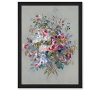 Artery8 Renoir Bouquet Of Roses 1879 Painting Artwork Framed Wall Art Print A4 in Black Artery8 Black