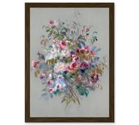 Artery8 Renoir Bouquet Of Roses 1879 Painting Artwork Framed Wall Art Print A4 in Brown Artery8 Brown