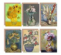 Renoir Koson Van Gogh Manet Sunflowers Bouquet Vase Mixed Fine Art Greeting Card Pack of 6 Artery8 Multi One Size