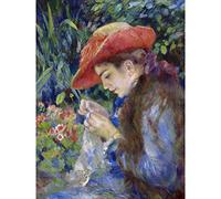 Artery8 Renoir Marie Therese Durandruel Sewing 1882 Painting Premium Wall Art Canvas Print 18X24 Inch
