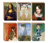 Artery8 Renoir Monet Degas Peale Da Vinci Mona Lisa Portrait Mixed Fine Art Greeting Card Pack of 6